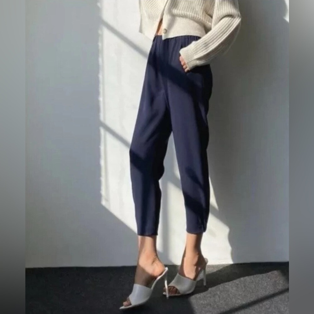 BABATON Aritzia Navy Blue Dexter Japanese Crepe Pull-On Trouser Pants XS